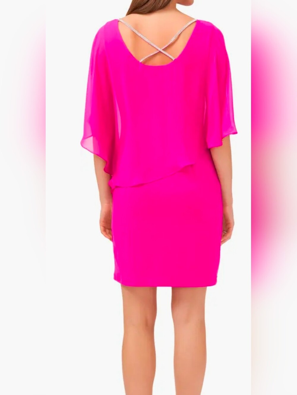MSK Rhinestone Trim Cape Overlay Dress - Picture 3 of 5